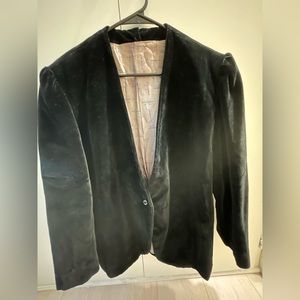 Ives Saint Laurent YSL Black Vintage Velvet Single Button Blazer Size US 12